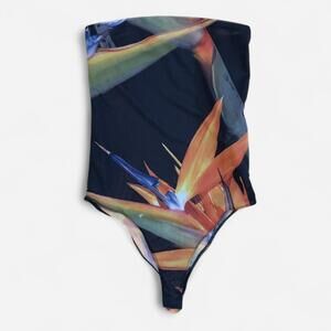 Zara Birds of Paradise Mesh Strapless Bodysuit